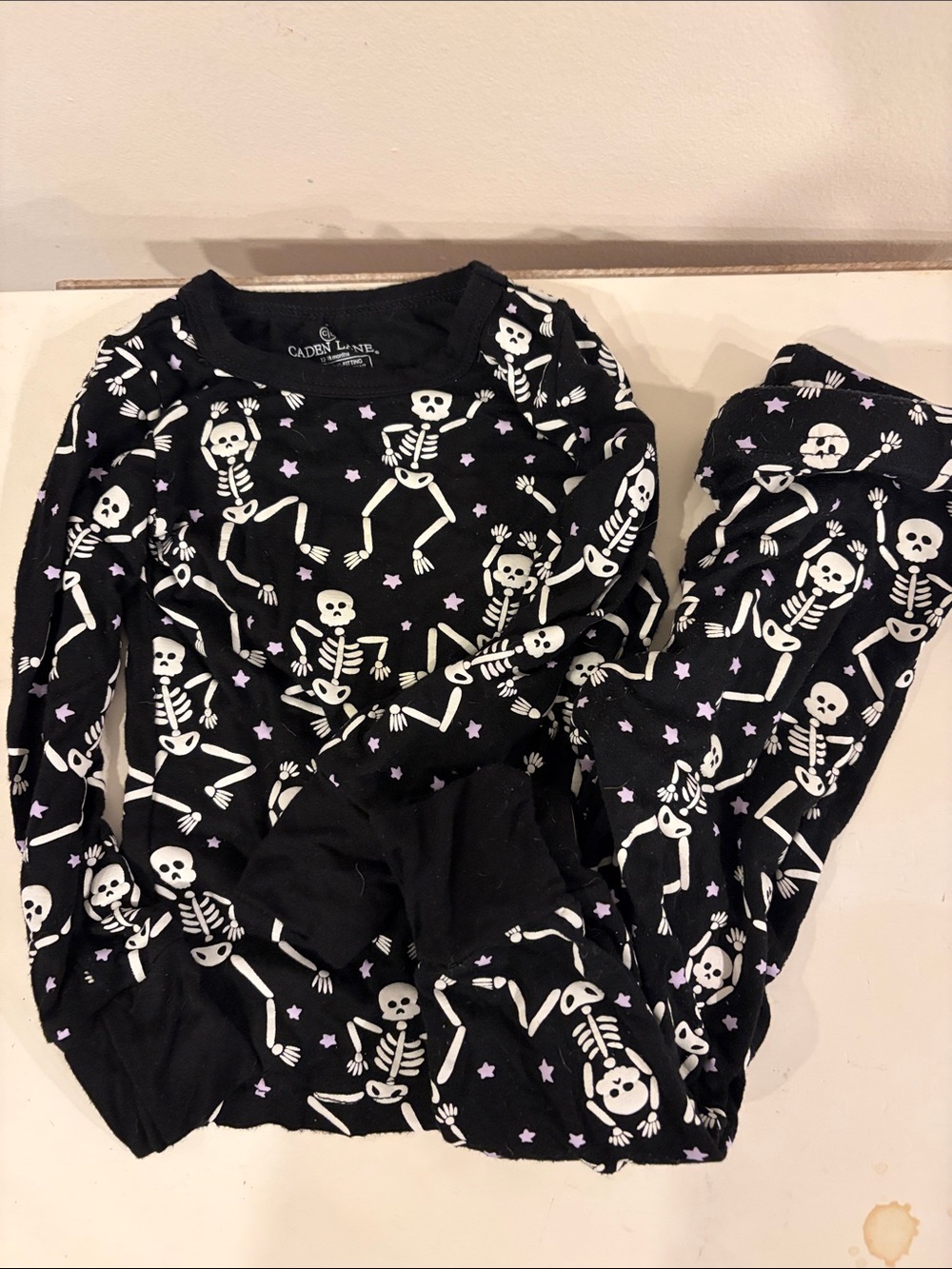Caden Lane Black glow in the dark Halloween pajama set